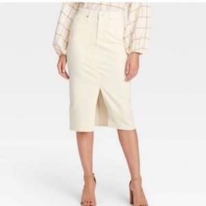 A New Day White Midi Skirt NWT